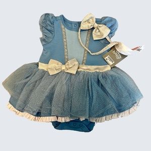 Baby Girls Princess Dress Onesie Bodysuit Romper Costume with Headband